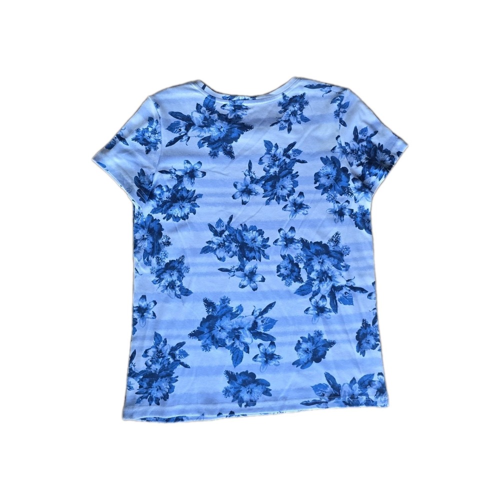 Laura Scott Knit Top Women's Blue Striped Floral Crew Neck Size Small NWT - Picture 9 of 9